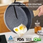 YIIFEEO Frying Pans Nonstick, Induction Frying Pan Set Granite Skillet Pans for Cooking Omelette Pan Cookware Set with Heat-Resistant Handle, Christmas Gift for Women (8" &9.5" &11") - Image 4