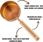 Copper Stainless Steel Measuring Cups and Spoons Set of 8, Wooden Handle with US Measurements, Metric Cups and Spoons for cooking and baking - Image 4
