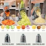 Cheese Grater Hand Crank 3-in-1-18X Faster Cheese Grater with Interchangeable Blades, Non-Slip Suction Base, Dishwasher Safe (Low Temperature) - Image 3