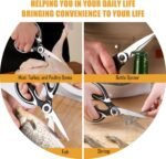 Kitchen Scissors All Purpose 2 Pack, Heavy Duty Kitchen Shears, Shears with Protective Sheath, Cutting Meat, Food, Fish, Poultry Multipurpose Sharp Sissors for Dishwasher Safe - Image 4