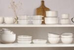 KooK Serving Bowls, with Lids, Ceramic Nesting Bowls, Set of 4, Embossed, Kitchen, Prep, Stackable, Gift, Microwave and Dishwasher Safe, 10/16/29/47 oz, Narbonne Collection (Ivory) - Image 4