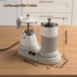 Electric Espresso Machine with Milk Frother 2 in 1 Efficient Moka Pot Coffee Maker with Milkfroth Aluminum One-Touch Operation for Effortless Cappuccinos Lattes Macchiatos White - Image 3