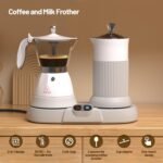 Electric Espresso Machine with Milk Frother 2 in 1 Efficient Moka Pot Coffee Maker with Milkfroth Aluminum One-Touch Operation for Effortless Cappuccinos Lattes Macchiatos White - Image 4