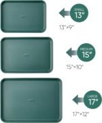 CAROTE 3-Piece Baking Pan Set - Bakeware Set, Baking Sheet Set Including 13 Inch 15 Inch 17 Inch Sheet Pan, Cookie Sheet for Baking, Deep Olive Green - Image 3