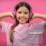 JLab JBuddies Studio 2 On-Ear Kids Wired Headphones, Grey/Pink, Toddler Headphones, Kid Safe, Studio Volume Safe, Volume Limiter, Folding, Adjustable, Noise Isolation, with Mic - Image 3