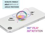 Rainbow Cell Phone Ring Stand Holder,Purple Multicolor Ring Grip Kickstand,360 Rotation Metal Finger Ring for Almost All Phones,Pad - Image 4