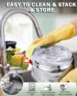 Cook N Home Kitchen Cookware Set, 12-Piece Basics Stainless Steel Pots and Pans Set with Gray Silicone Handle, Silver - Image 6