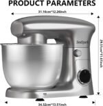 Stand Mixer, 3 in 1 Stand Mixer, 5.5Qt Electric Mixer, Mixer with Stainless Dough Hook, Wire Whip & Beater, Food Mixer for Baking, Cake and Most Home Cooks, Silver - Image 3