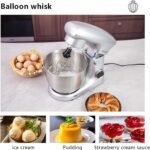 Stand Mixer, 3 in 1 Stand Mixer, 5.5Qt Electric Mixer, Mixer with Stainless Dough Hook, Wire Whip & Beater, Food Mixer for Baking, Cake and Most Home Cooks, Silver - Image 6