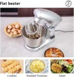 Stand Mixer, 3 in 1 Stand Mixer, 5.5Qt Electric Mixer, Mixer with Stainless Dough Hook, Wire Whip & Beater, Food Mixer for Baking, Cake and Most Home Cooks, Silver - Image 7