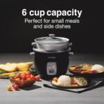 Proctor Silex Rice Cooker & Food Steamer, 6 Cups Cooked (3 Cups Uncooked), Includes Steam and Rinsing Basket, Black (37510) - Image 3