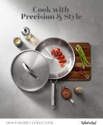 Stainless Steel Frying Pan 12 Inch with Lid, Fully Clad Tri-Ply Stainless Steel Skillet for Even Heating, Brushed Finish, Dishwasher & Oven Safe, Induction & All Stovetops Compatible - Image 4