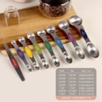 Pack of 8 Stainless Steel Magnetic Measuring Spoons Set, Dual Sided, Stackable, Adjustable Teaspoon and Tablespoon Measure Spoon with Leveler, Kitchen Gadgets - Image 3