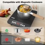 VBGK Portable induction Cooktop,110V Single Burner Induction Stove Top,1800W Induction Hot Plate Electric Burner,7 Power Levels, Kids Lock & Timer,LED touch control,Overheat Protection - Image 6
