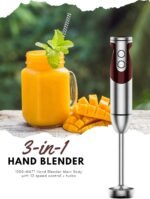 Megawise 3-in-1 Hand Blender – 12-Speed, Includes Powerful Blender Stick, Whisk, and Milk Frother – Easy to Clean and Perfect for Smoothies, and More (Red) - Image 3