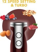 Megawise 3-in-1 Hand Blender – 12-Speed, Includes Powerful Blender Stick, Whisk, and Milk Frother – Easy to Clean and Perfect for Smoothies, and More (Red) - Image 5
