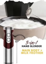 Megawise 3-in-1 Hand Blender – 12-Speed, Includes Powerful Blender Stick, Whisk, and Milk Frother – Easy to Clean and Perfect for Smoothies, and More (Red) - Image 6