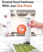 Vacuum Sealer Machine with Visible Water Tank, 30 Reusable Bags (S, M, L - 10 Each), Foldable Drying Rack, and Charging Cable – Compact & Powerful Handheld Food Sealer for Freshness - Image 3