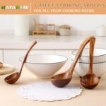 Wooden Ladle for Soup, 3Size Natural Teak Wooden Spoons for Cooking, Non-Stick Wood Spoon, Wood Cooking Spoons, Wooden Soup Spoons, Kitchen Utensils Spoons Sets - Image 5