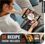 Bentoheaven Premium Bento Box Adult Lunch Box with Compartments for Women & Men, Set of Utensil & Chopsticks & Dip Container, Cute Japanese Kids Bento Lunch Box, Microwavable (Symph Onyx) - Image 5