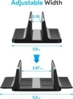 JARLINK Vertical Laptop Stand, Aluminum Laptop Holder Desktop Stand with Adjustable Dock Size (up to 17.3 inches) Compatible with All MacBook/Surface/Dell/Gaming Laptops (Black) - Image 3