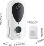 Smart Doorbell Ring, Doorbell Camera Wireless with TY App Control Infrared Night Viewing Dual-Band WiFi, Two-Way Audio Doorbell for Villa Home Office Apartment Door Use - Black/White - Image 10