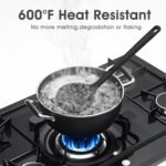 Silicone Cooking Utensils Set - 600°F Heat Resistant, Nonstick Kitchen Utensil Set with Spatulas, Spoons, Whisk, Tongs, BPA Free, Dishwasher Safe, Black - Image 6