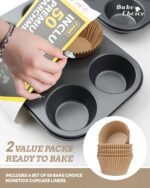 2 Pack Jumbo Muffin Pan for Baking, Extra Large Cupcake Pan includes 50 Natural Jumbo Cupcake Liners, Muffin Tin Nonstick 6 Cup, Baking Pans Set, Carbon Steel Baking Supplies - Image 3