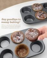 2 Pack Jumbo Muffin Pan for Baking, Extra Large Cupcake Pan includes 50 Natural Jumbo Cupcake Liners, Muffin Tin Nonstick 6 Cup, Baking Pans Set, Carbon Steel Baking Supplies - Image 5