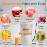 Electric Citrus Juicer, 90W High-Speed Juice Squeezer with 15,000 RPM Pure Copper Motor, Efficient Orange and Lemon Juicer for Soft Fruits, Compact Design with Easy Cleaning, White - Image 3