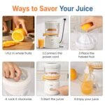Electric Citrus Juicer, 90W High-Speed Juice Squeezer with 15,000 RPM Pure Copper Motor, Efficient Orange and Lemon Juicer for Soft Fruits, Compact Design with Easy Cleaning, White - Image 4