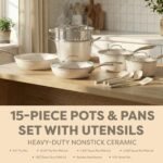 Gotham Steel Hammered 15 Pc Ceramic Cookware Set Nonstick, Pots and Pans Set Non Stick with Induction Cookware, Cooking Utensils & Steamer, Non Toxic PFOA PFOS Free, Oven & Dishwasher Safe - Image 3