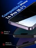 MAGIC JOHN 2 Pack for iPhone 14 Pro Privacy Screen Protector 6.1 inch[Not Max], Tempered Glass, Auto Dust-Elimination Installation, Bubble Free, Anti Scratch, Case Friendly - Image 4