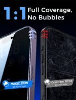 MAGIC JOHN 2 Pack for iPhone 14 Pro Privacy Screen Protector 6.1 inch[Not Max], Tempered Glass, Auto Dust-Elimination Installation, Bubble Free, Anti Scratch, Case Friendly - Image 6