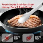Stainless Steel Tongs Set, Food Grade Stainless Steel Kitchen Tongs, Heat Resistant 600 Degrees, for Cooking, BBQ Barbecue, Grilling, Buffet, Serving (7"+9"+12") - Image 3