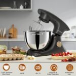 DOBBOR Stand Mixer,7.2-QT 6-Speed Tilt-Head Electric Stand Mixer,Kitchen Electric Mixer with Dough Hook, Wire Whip & Beater,Food Mixer for Baking, Cake and Most Home Cooks (Silver Gray) - Image 5