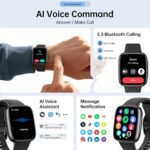 Smart Watches for Women Men with 2 Bands, 1.85-inch AMOLED HD Display (390x450), 12-Day Battery Life, 3ATM Waterproof (30m), Call, Health Monitoring, Fitness Tracking Smart Watch - Image 6