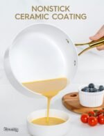 MICHELANGELO Sauce Pan with Lid, Nonstick Ceramic Saucepan Set-1Qt & 2Qt & 3Qt, Small Pots with Ergonomic Handle, Sauce Pans Sets Oven Safe, White - Image 4