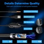 Gaming Headset for PC/PS4/PS5/Xbox One/Switch, Stereo Surround Sound Gaming Headphones with Noise Canceling Flexible Mic, Computer Headset with 3.5mm Jack & RGB Light(Blue) - Image 4