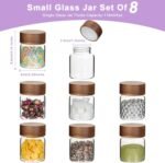 Glass Spice Jars Seasoning Containers Small Glass Jars with Lids Airtight Food Storage Canister for Kitchen Pantry Sugar Tea Coffee Bean Nuts Cookies Herbs Salt (4oz(118ml)*8 pack) - Image 6