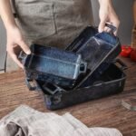 VICRAYS Ceramic Bakeware Set, Porcelain Rectangular Lasagna Pans Casserole Dish Set for Baking, Cooking, Kitchen, Cake Dinner, Banquet and Daily Use, 3 PCS, 15 x 8.5 Inches(Blue) - Image 4