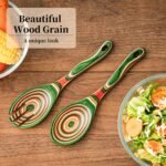 Gudamaye Pakkawood Wooden Salad Server Set,10.5 inch Salad Tongs for Serving including Salad Mixing Dinner Fork and Spoon,Long Handle Salad Server Set - Image 6