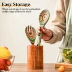Gudamaye Pakkawood Wooden Salad Server Set,10.5 inch Salad Tongs for Serving including Salad Mixing Dinner Fork and Spoon,Long Handle Salad Server Set - Image 7