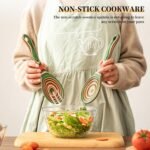 Gudamaye Pakkawood Wooden Salad Server Set,10.5 inch Salad Tongs for Serving including Salad Mixing Dinner Fork and Spoon,Long Handle Salad Server Set - Image 8