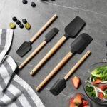 Black Silicone Spatula Set, Food Grade Rubber Spatula-5 Piece Nonstick Rubber Spatulas, Spoonula, Jar Scraper for Cooking, Baking, Mixing, Frosting - Image 5