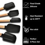 Black Silicone Spatula Set, Food Grade Rubber Spatula-5 Piece Nonstick Rubber Spatulas, Spoonula, Jar Scraper for Cooking, Baking, Mixing, Frosting - Image 6