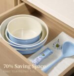 CAROTE 15Pcs Ceramic Cookware Set, Pots and Pans Set Non Stick, Kitchen Cooking Set with Detachable Handle, Non Toxic Induction Cookware, Dishwasher/Oven Safe - Image 4