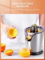 FOHERE Orange Juicer Squeezer Electric Citrus Juicer with Two Interchangeable Cones Suitable for orange, lemon and Grapefruit, Brushed Stainless Steel - Image 4