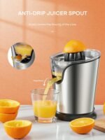 FOHERE Orange Juicer Squeezer Electric Citrus Juicer with Two Interchangeable Cones Suitable for orange, lemon and Grapefruit, Brushed Stainless Steel - Image 6