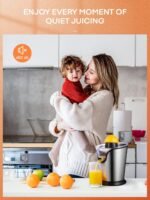 FOHERE Orange Juicer Squeezer Electric Citrus Juicer with Two Interchangeable Cones Suitable for orange, lemon and Grapefruit, Brushed Stainless Steel - Image 7